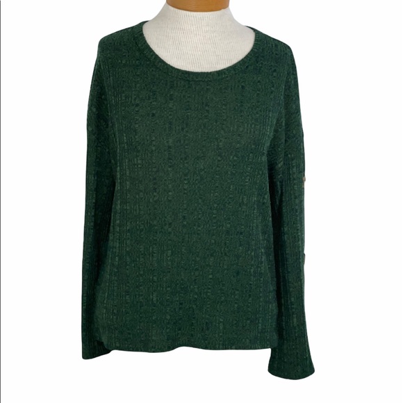 New Directions M Green/Navy Button Sleeve Hacci - Picture 2 of 5